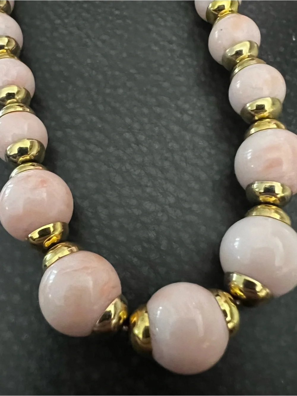 Gold & Pink Beaded Necklace and Bracelet Set 70’s AVON